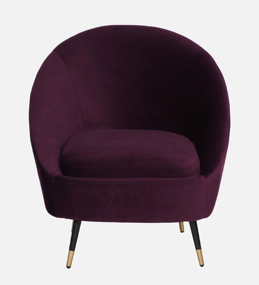Plum Velvet Barrel Chair with Ottoman – Luxury Lounge Chair & Footrest Set