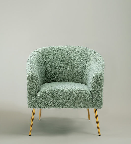 Sage Green Velvet Barrel Accent Chair with Gold Legs – Modern Lounge Armchair