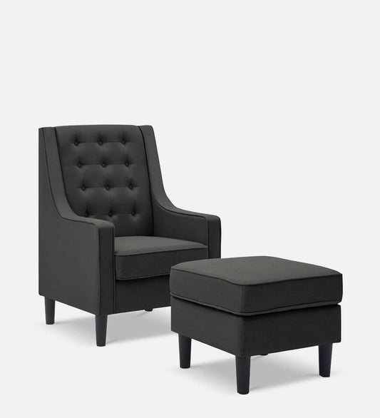 Grey Tufted Lounge Chair with Ottoman – Upholstered Armchair & Footrest Set